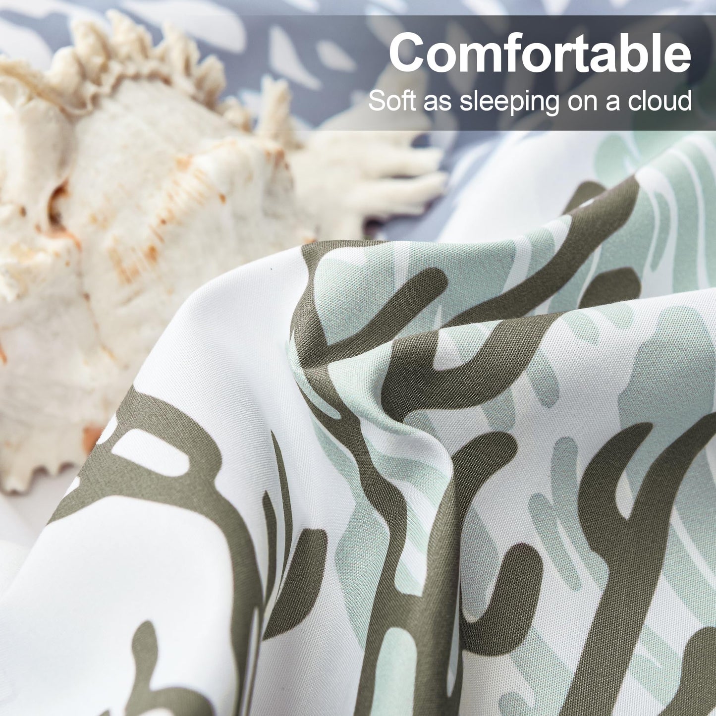 Tritard Coastal Comforter Set King Size 3 Piece, Soft Beach Themed Comforter, Ocean Nautical Lightweight Bedding Sets for All Seasons, (1 Reversible Comforter and 2 Pillow Shams), 104''x90'', C2