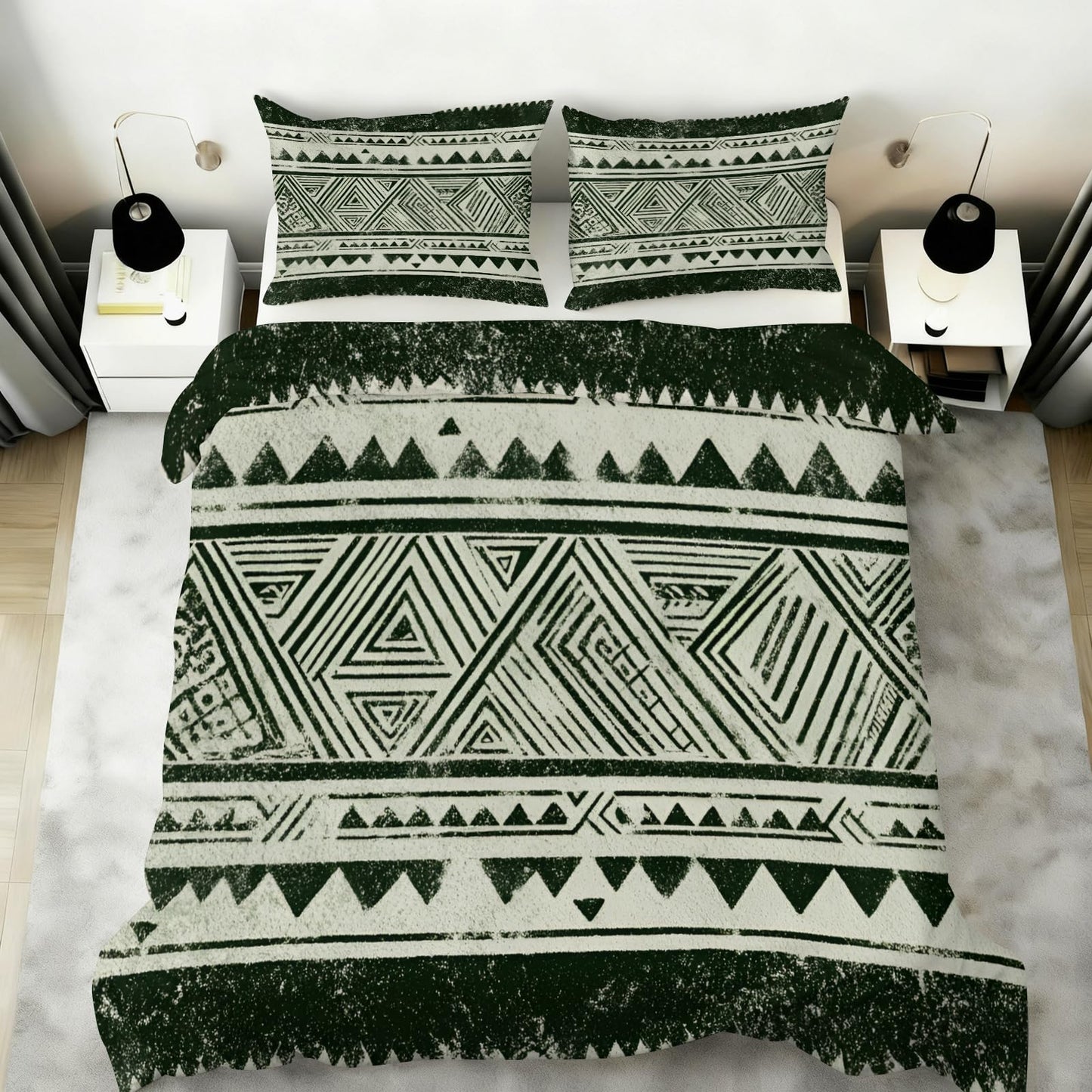 ZAOMIR Boho Aztec Duvet Cover Twin Size, Bohemian Exotic Southwestern Bedding Set 3 Piece, Geometric Striped Patterned Comforter Cover with Zipper Soft Microfiber, 2 Pillowcases
