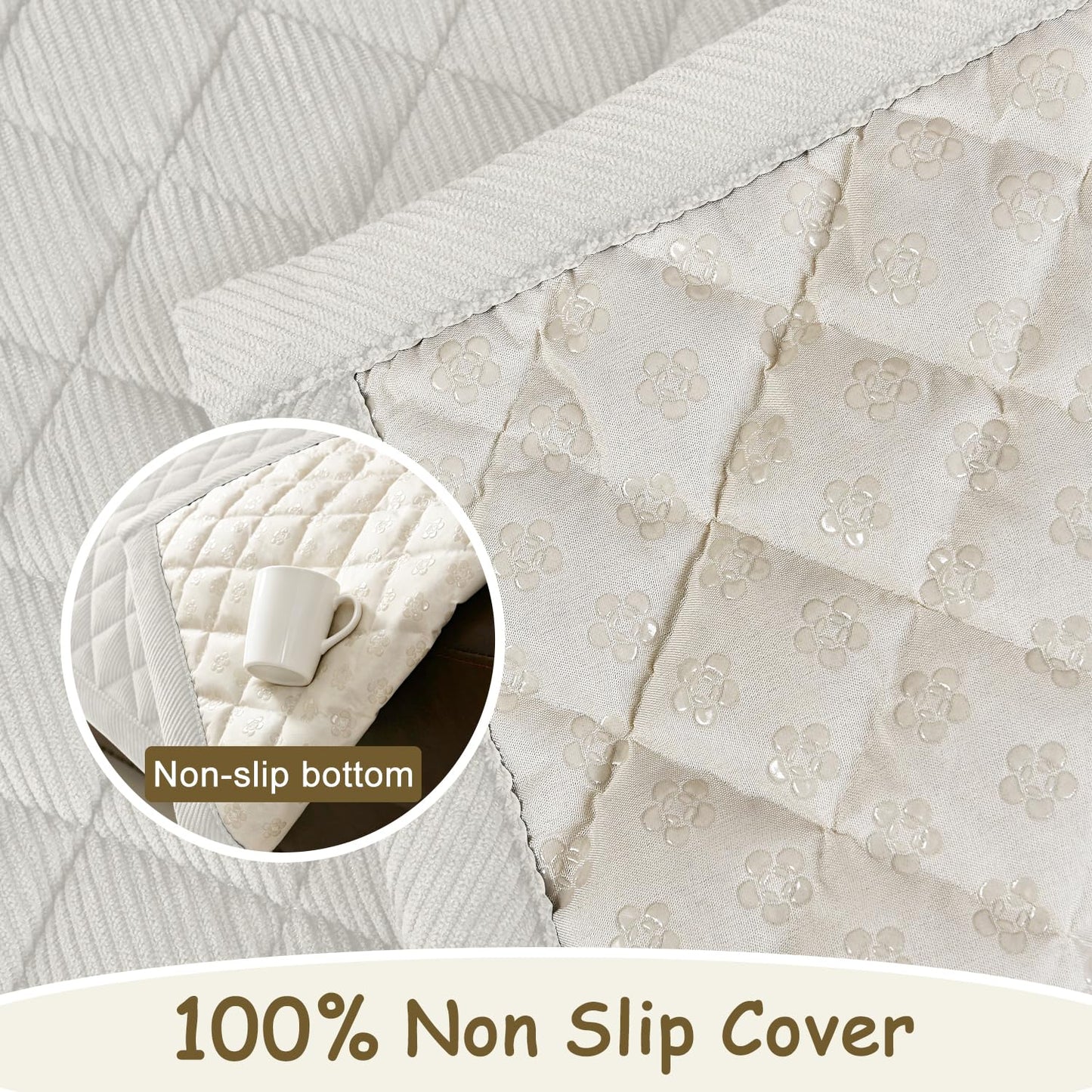 ALIECOM Waterproof Couch Covers for Dogs Sofa Cover Washable Non Slip Couch Covers for 3 Cushion Sofa Pet Friendly Soft Fuzzy Thick Sofa Slipcovers Furniture Protector (Ivory White, 27.5x59.1in)