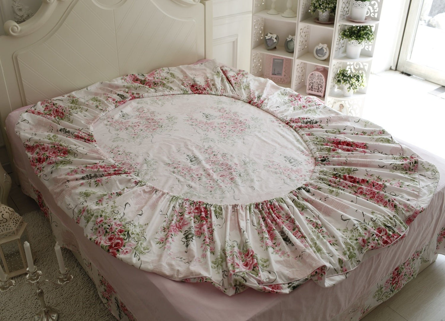 FADFAY Rose Floral 4 Piece Bed Sheet Set 100% Cotton Deep Pocket-King