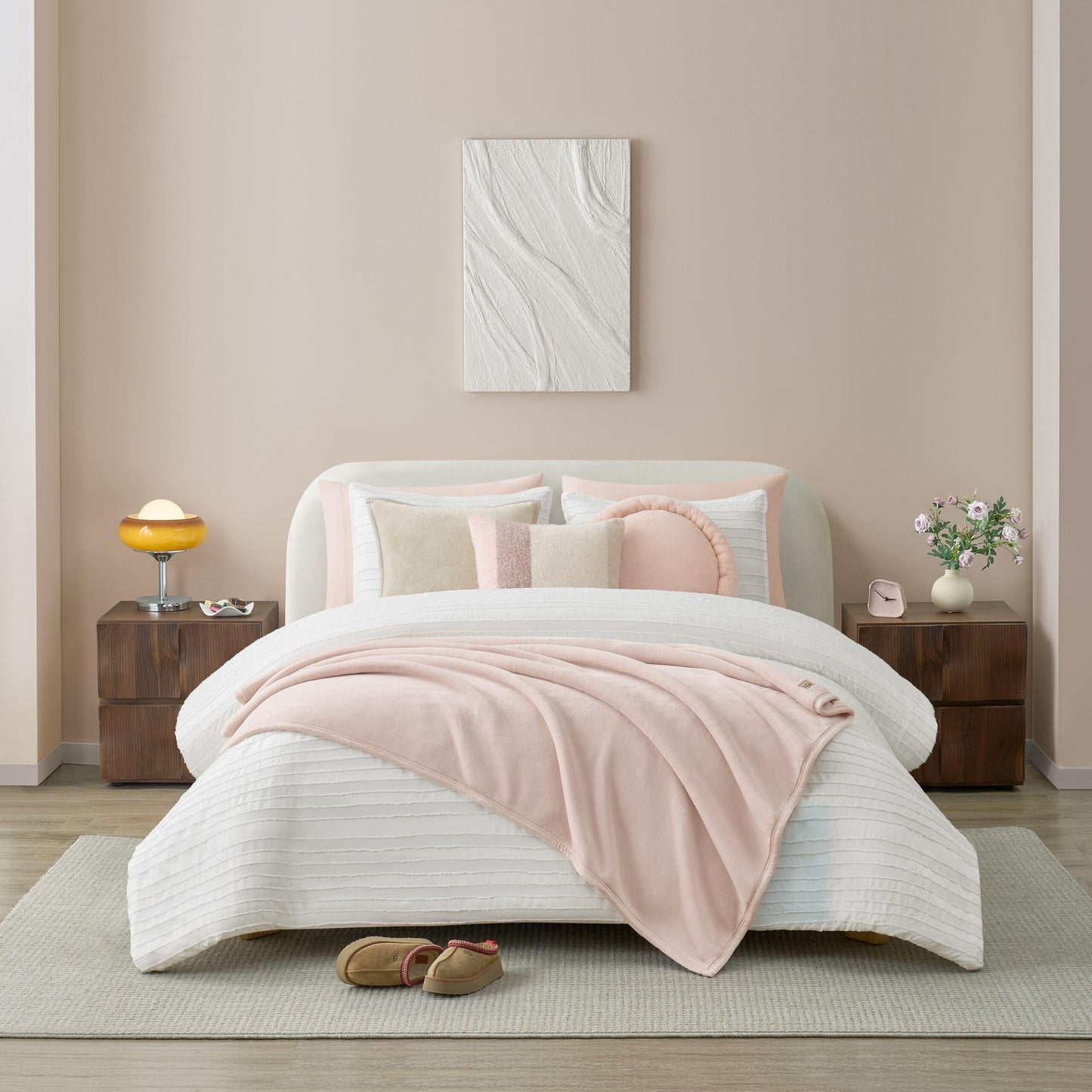 UGG Coco Plush Fleece Throw Blanket – Soft & Cozy Blanket for Couch, Bed & Sofa, Perfect for Home Decor, House Warming Gifts or Luxurious Birthday Gifts for Women, 50" x 70", Pink Himalayan Salt