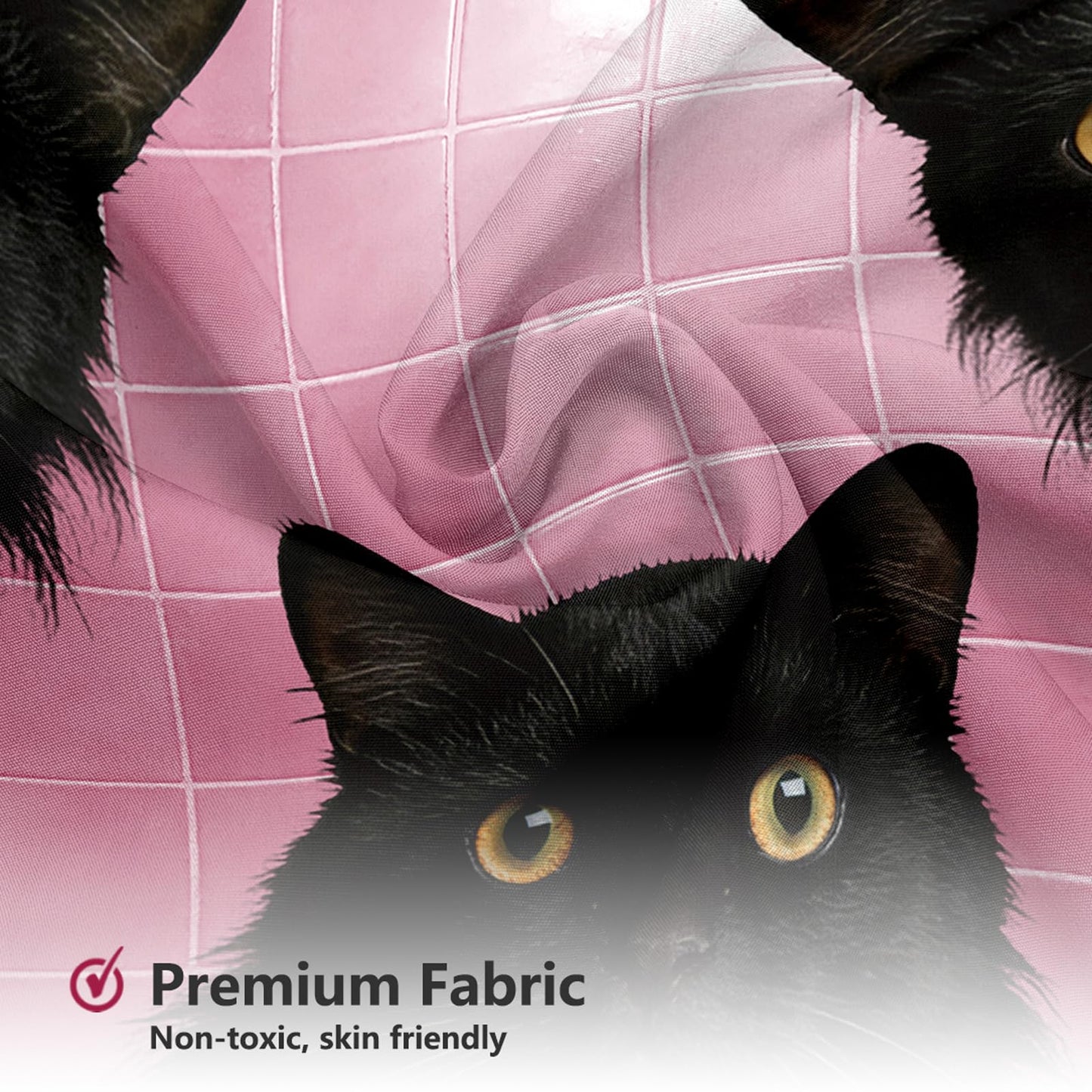MEHOFOND Funny Cat Shower Curtain Cute Fun Black Cats Pink Tiles Shower Curtain for Bathroom are You Pooping Bathtub Decor Fabric Waterproof Washable Bath Curtain 72x72 Inch