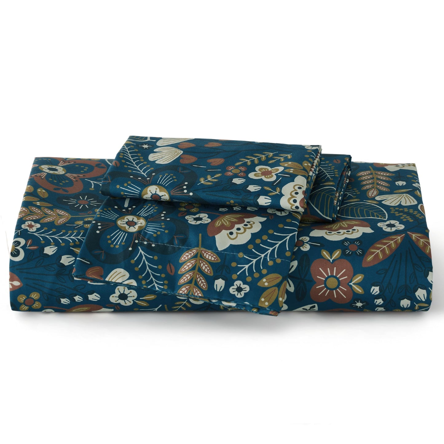 Bedsure Duvet Cover King Size - Reversible Floral Duvet Cover Set with Zipper Closure, 3 Pieces Navy Blue Bedding Set with 8 Corner Ties and 2 Pillow Shams 20"x36"