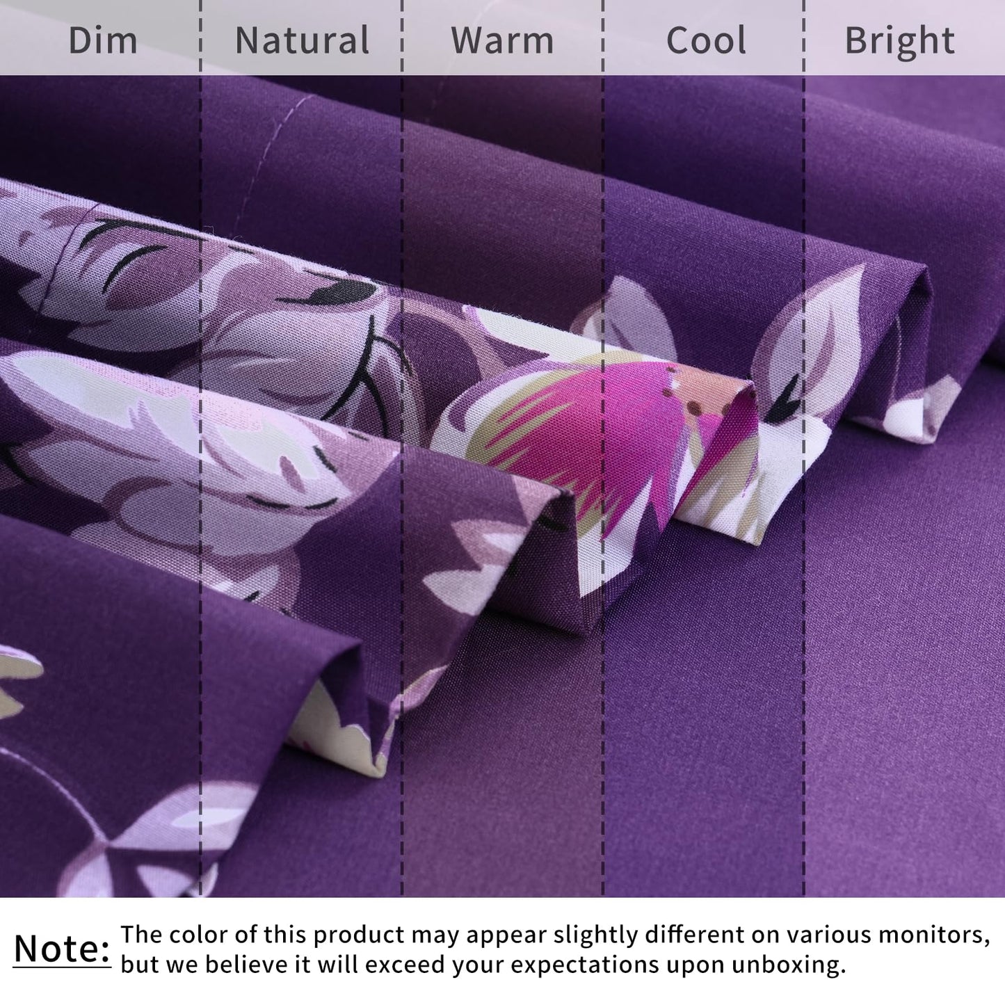 MEISHANG Queen Sheet Set - Ultra Soft Floral Sheets 100% Microfiber,1800 Thread Count Floral Bed Sheets Oeko-Tex Certificated - 4 Pieces - Purple Flower