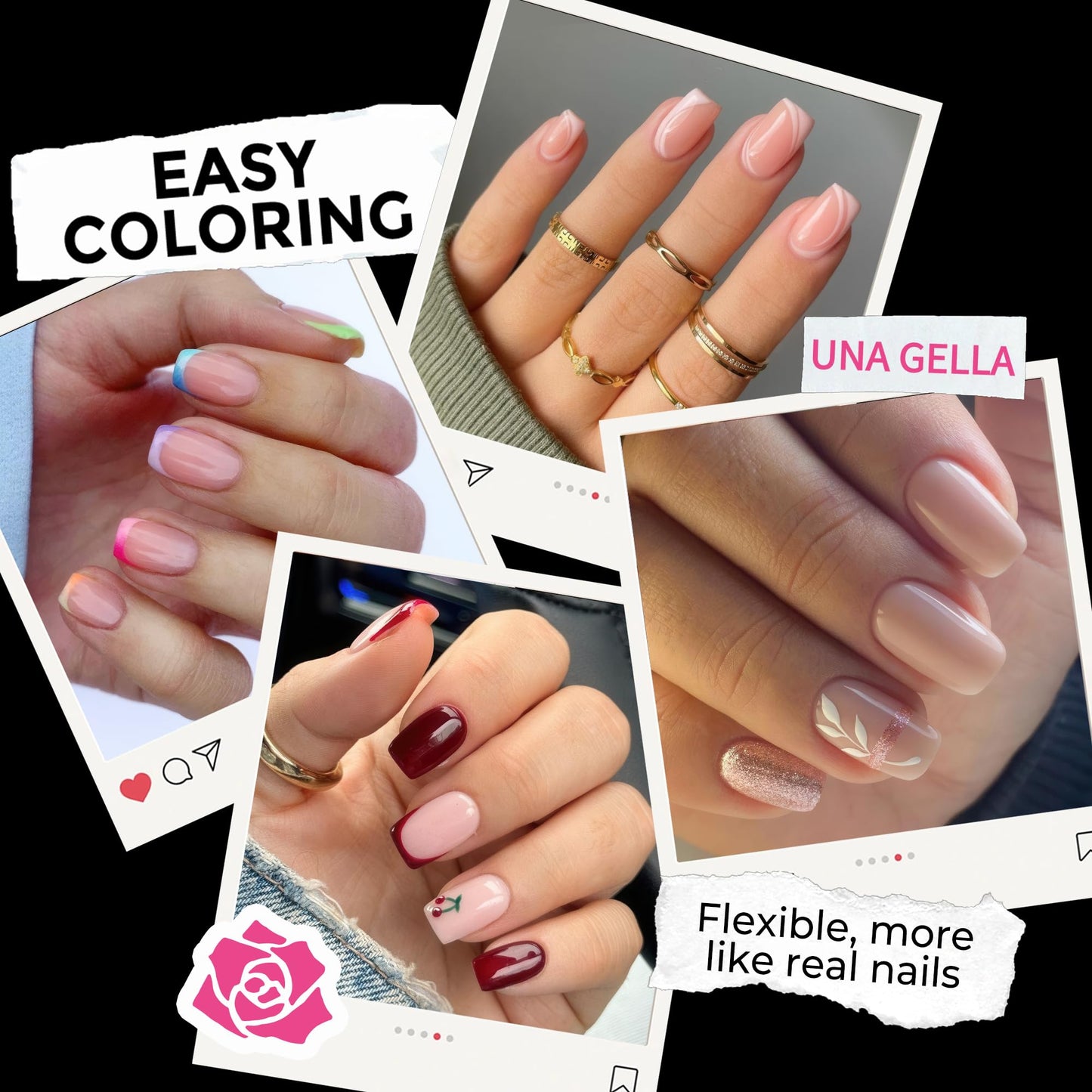 UNA GELLA Short Square Gel Nail Tips 216pcs Short Square Press on Nails Pre-shape Fake Nails for Full Cover Acrylic Nails False Nails For Nail Extension Home DIY Nail Salon 12 Sizes Gelly Tips