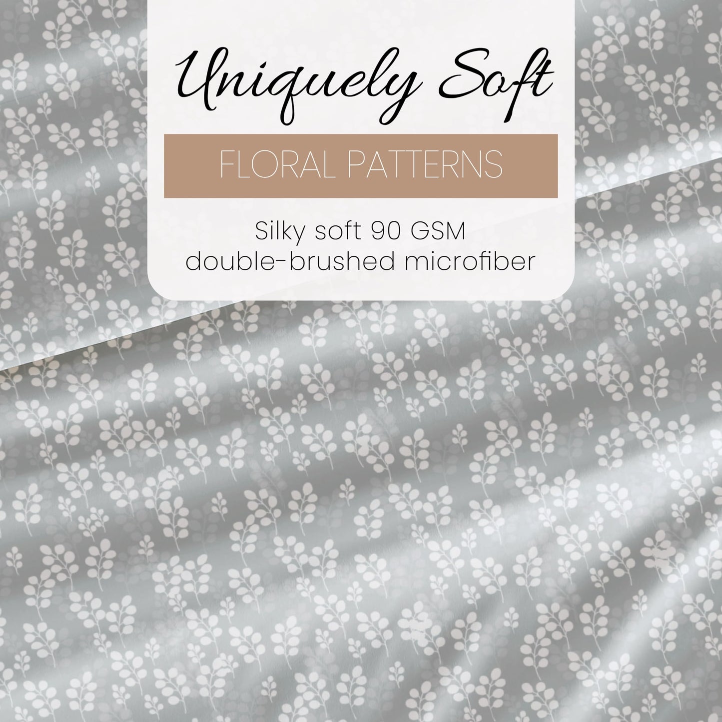 Linen Market Simply Soft Ultra Soft Wheatfield Patterned 4 Piece Bed Sheet Set, Full, Gray (SS-4PC-WHEA-FULL-GR)