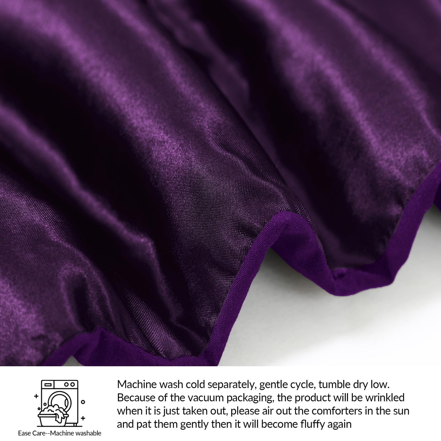 Whale Flotilla 3-Piece Reversible Silky Soft Queen Comforter Bedding Set, Luxurious Satin Comforters Full Size with 2 Satin Pillowcases, Lightweight Duvet for All Seasons, Purple