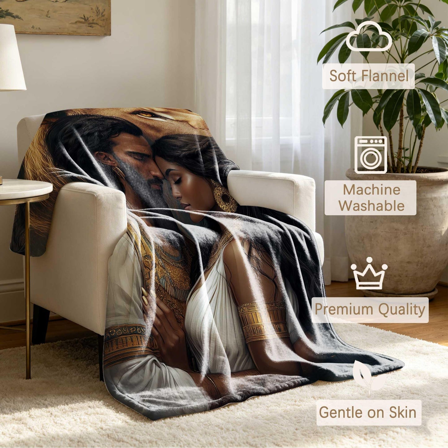 GXYAOYZG African American Couple Blanket Afro Queen King Throw Blanket Black Woman Man Throws Warm Soft Flannel Print Blankets for Couch Bed Decor Romantic (Couple - 3, 49" x 59")