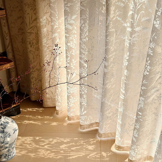 LANTIME Natural Off White Pinch Pleated Lace Sheer Curtains 84 Inch Long for Bedroom Living Room, Soft Thick Textured Window Drapes Light Filtering Semi Curtains, 52" W x 84" L, Set of 2