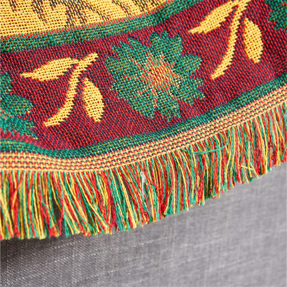 JIABOLANG Red Sunflower Throw Blanket with Fringe Boho Throw Blankets Recliner Chair Couch Sofa Cover Woven Reversible Cotton Bohemian Tapestry Hippie Room Home Decor Double Side 50"x70"