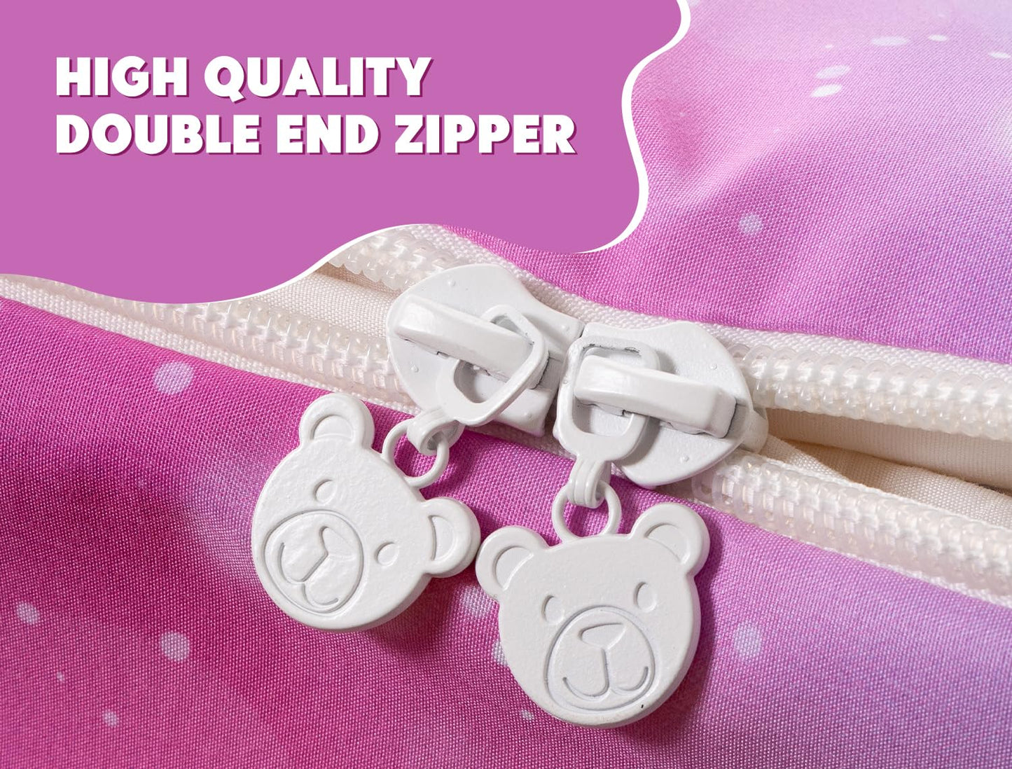 Meeting Story 3pcs Kids Comforter Set Zip up Bedding Set for Girls,Twin Kid Bedding Set Gradient Comforter Set for Kid,All in one Zipper Bedding（BluePurple,Twin）