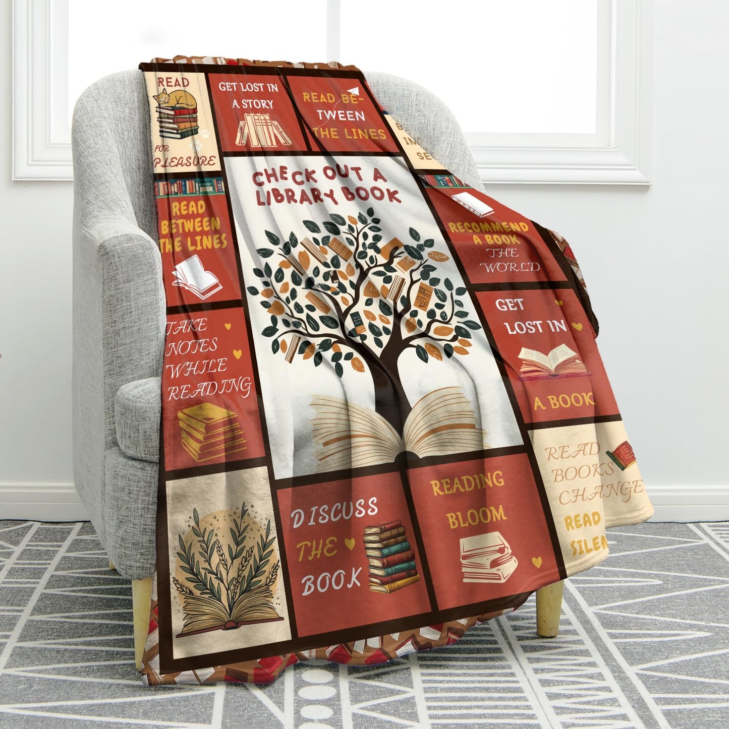 Jekeno Book Lovers Gifts Blanket for Women Girls, Reading Gifts Blankets for Book Lovers, Bookish Gift for Readers, Reading Librarian Gift Blanket 50"x60"
