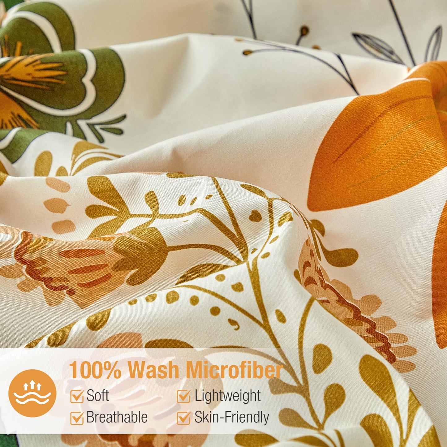 Lekesky King Size Reversible Duvet Cover, Duvet Cover King Size 3 Piece Baroque Microfiber Botanical Bedding Set with Zipper Closure Corner Ties