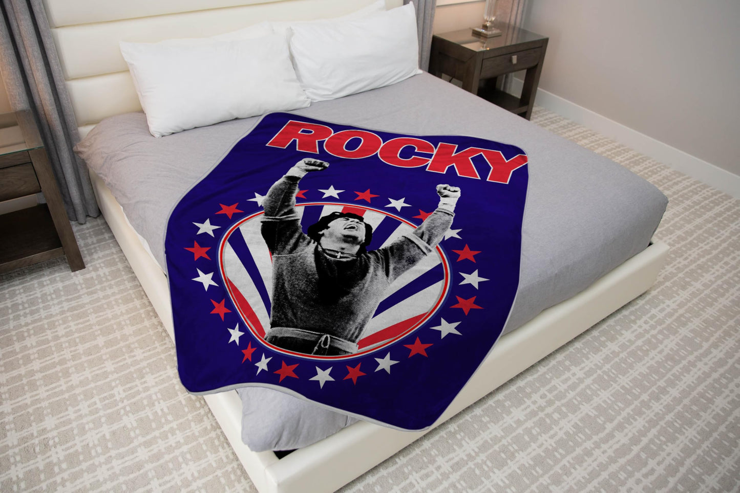 Jay Franco Plush Throw Blanket – Soft & Cozy Fleece Throw for Bedroom & Couch Décor, Official Licensed Product, Blue - Rocky & Creed, 46x60 - Throw Blanket