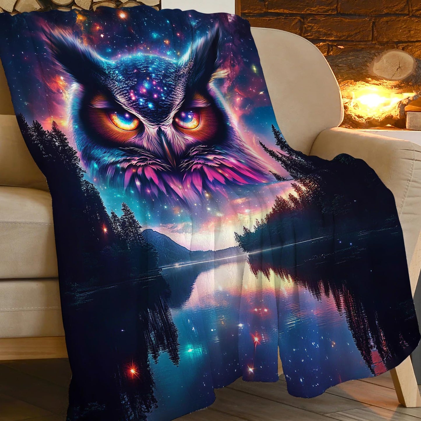 Owl Blanket, Animal Throw Blanket, Owl Gifts, Bird Blankets, Owls Stuff Fleece Flannel Plush for Women Men Boys Girls Lovers Adults Soft Bedding for Sofa Bed Office Home Decor 40"X50"