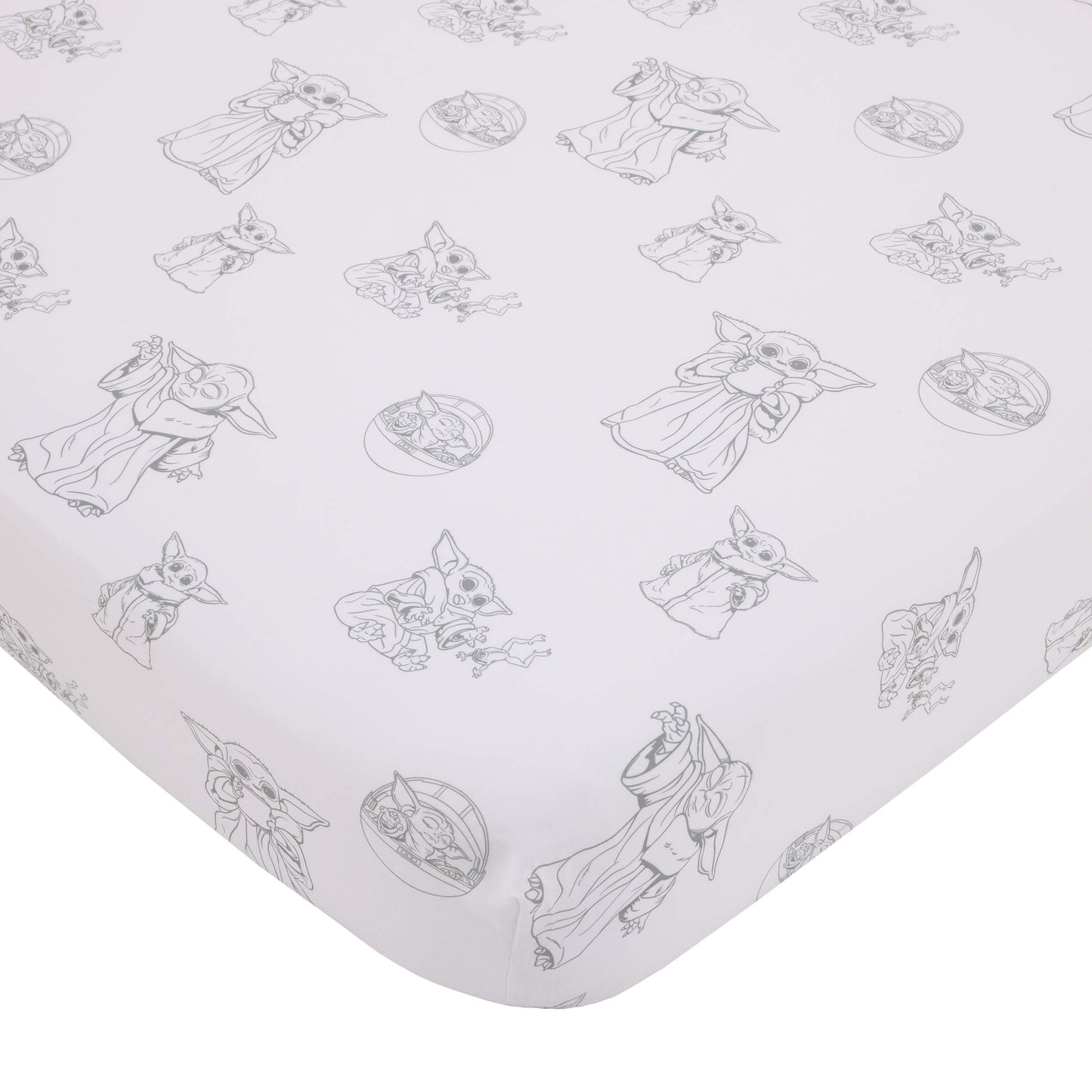 Disney Star Wars The Mandalorian The Child Green, Tan, White 4 Piece Toddler Bed Set - Comforter, Fitted Bottom Sheet, Flat Top Sheet, Riversible Pillowcase