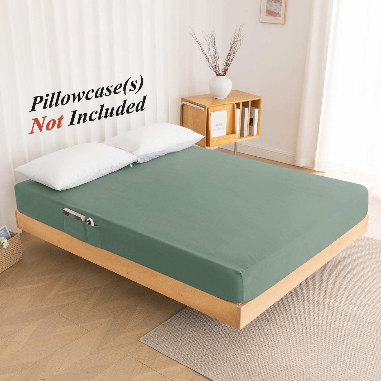 Full Fitted Sheet Only - Premium 1800 Super Soft & Cozy Microfiber, Wrinkle, Fade, Shrinkage Resistant Deep Pocket Full Size Fitted Bottom Sheet, Dark Green