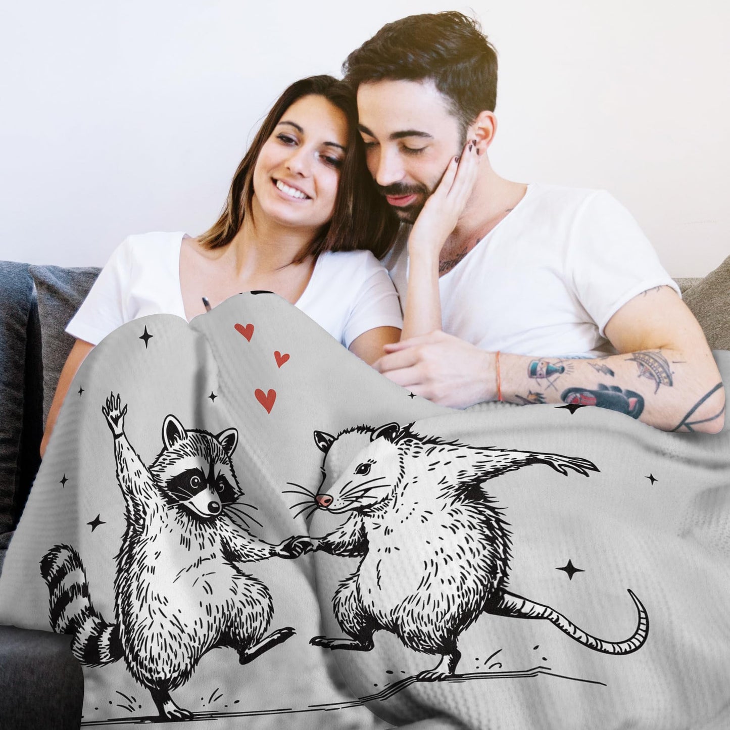 SteadStyle Best Friend Birthday Gifts for Women, Funny “You’re Weird” Blanket for Her Him, Valentines Birthday Gift for Boyfriend Girlfriend, Cute Raccoon Opossum Blanket for Couples Friends Bestie