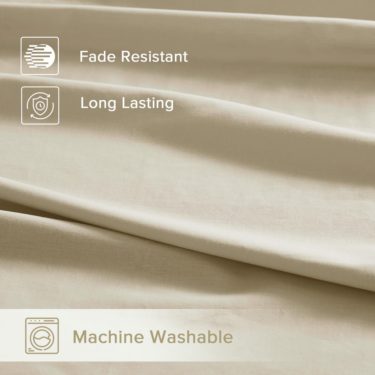 Comfort Spaces 100% Cotton Sheets King, Breathable & Ultra Soft Cotton Sheets, Naturally Cool Cotton Bed Sheets with 14" Elastic Pocket Fits up to 16" Mattress, All Seasons Sheet Set, Cream 4 Piece