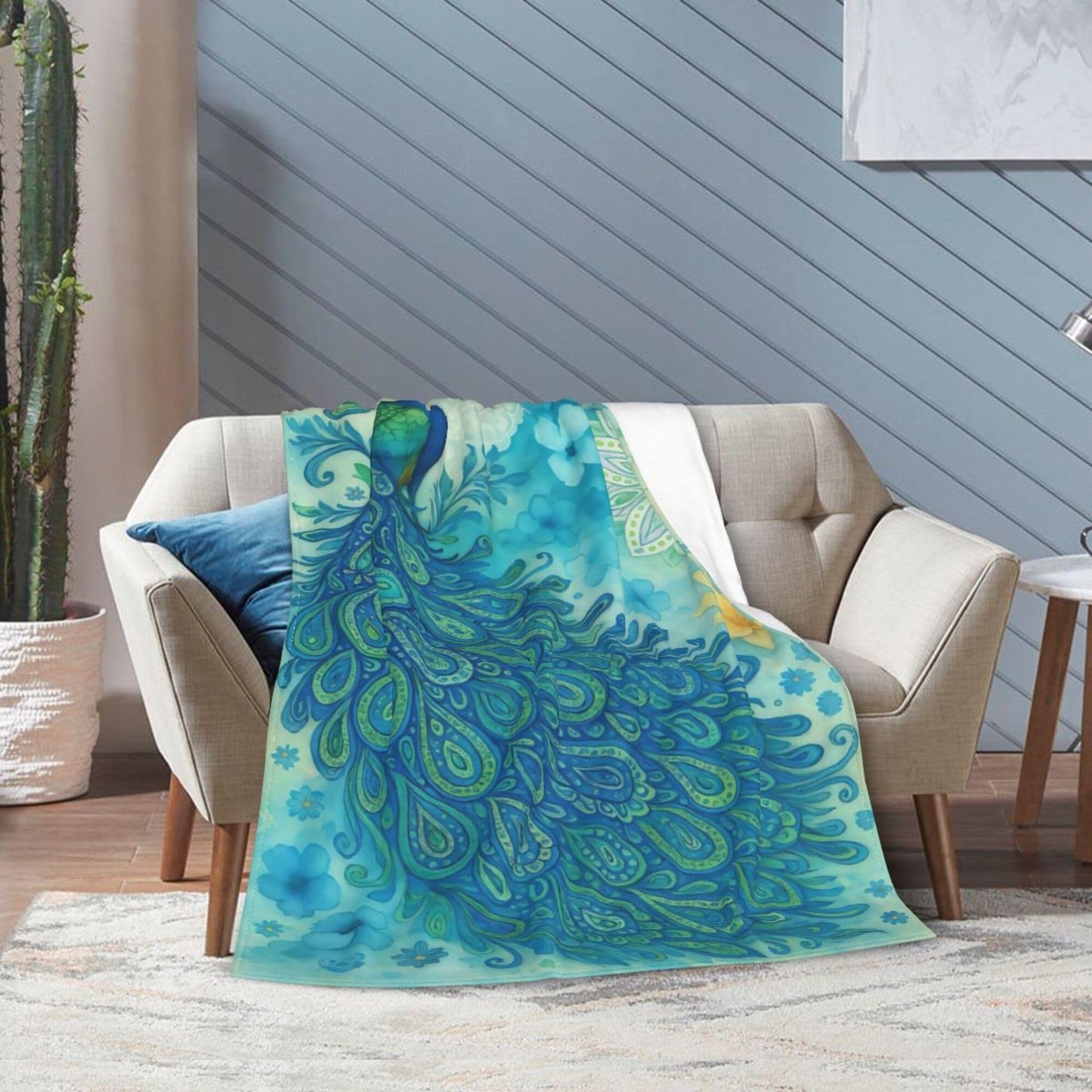 Peacock Blanket Peacock Fleece Throw Blanket Super Soft Fuzzy Plush Cozy Warm Peacocks Decor Stuffed Bedding Blankets Gift for Boys Girls Men Women Kids & Adult 50"x40"