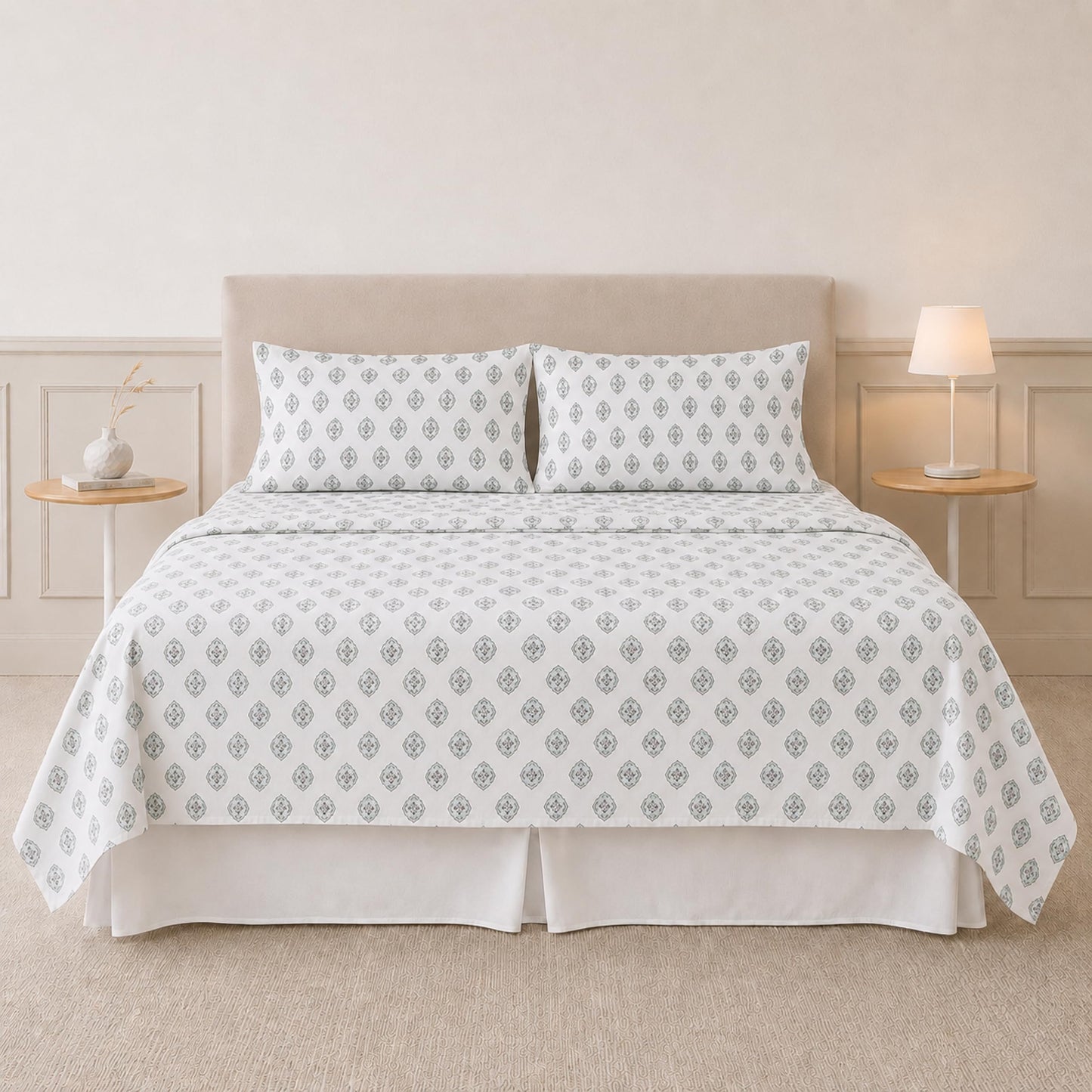 Modern Threads Printed 4-Piece Extra Soft Bedding Sheets & Pillowcase Set, Deep Pocket up to 16 inch Mattress Claire King