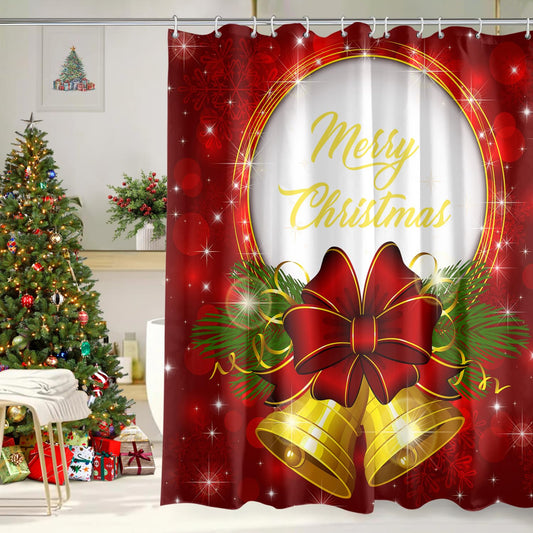 Roszwtit Merry Christmas Shower Curtain 72x72 Inch, Christmas Shower Curtains for Bathroom, Winter Xmas Holiday Home Decor Waterproof Fabric with Hooks
