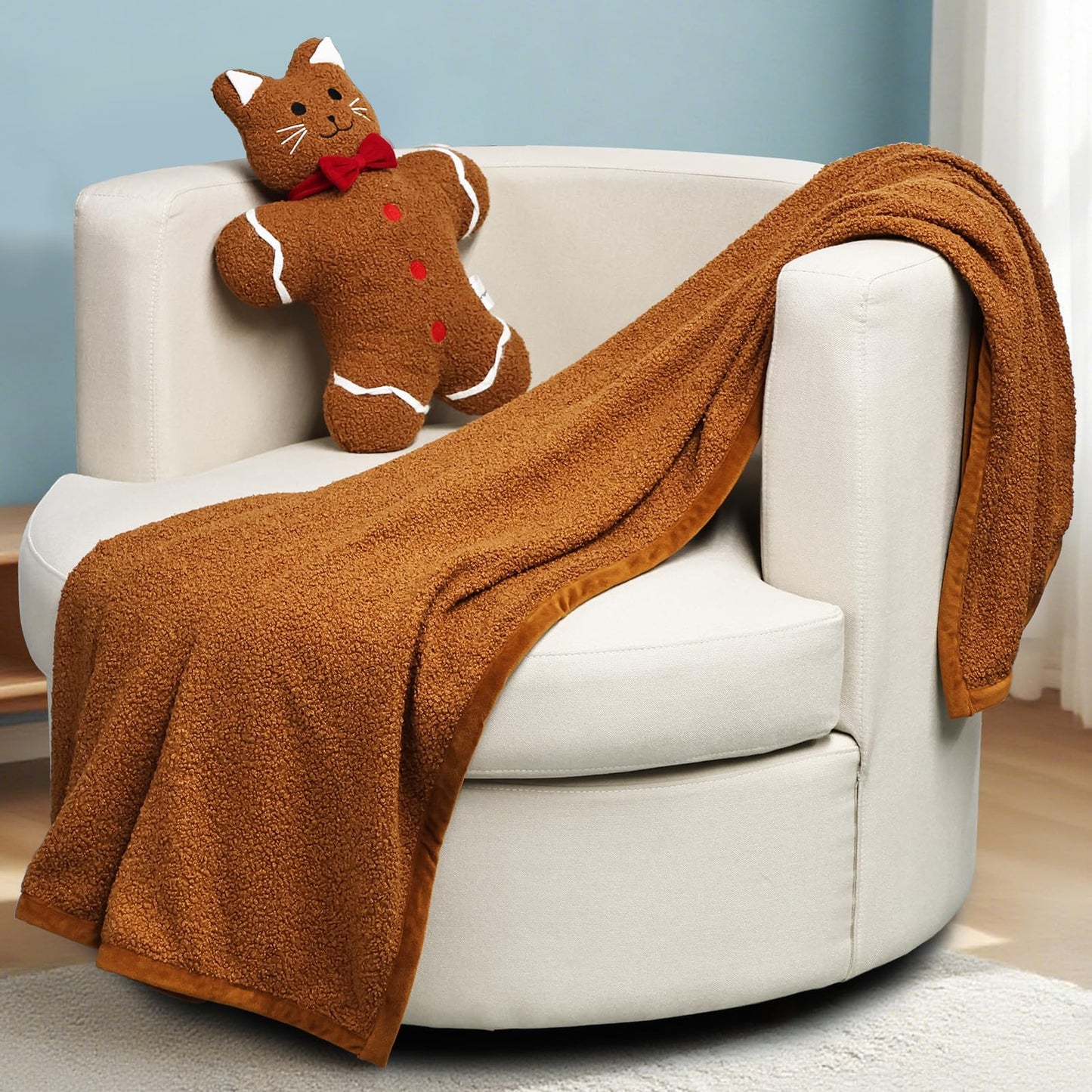 VigorSpring Brown Fall Throw Blanket - 50" x 60" Cozy Teddy Faux Fur Blanket Reversible Plush Blankets for Couch Sofa Bed Decor