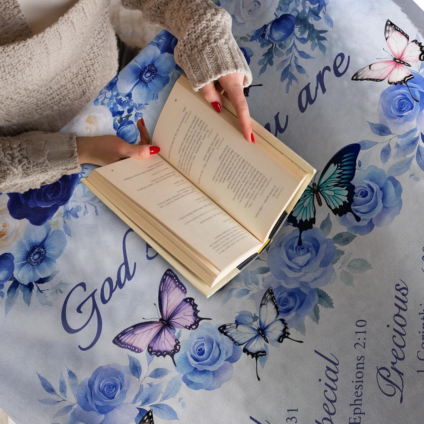 Pertos Christian Gifts for Women, Religious Inspirational Spiritual Gifts Blanket, Butterfly Floral Prayer Throw Blanket for Couch Bed 60"x50"