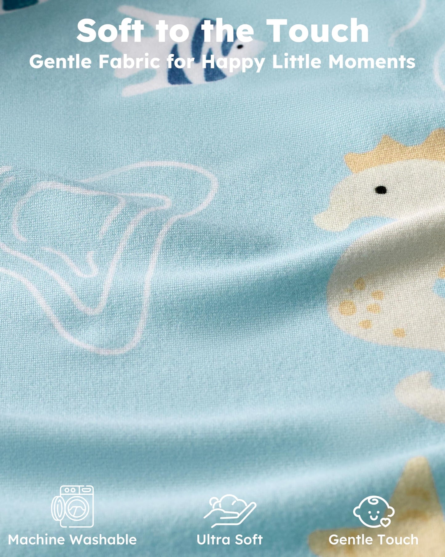 Nyessmee Pack and Play Sheets for Boys Girls, 38" x 26" Mini Crib Sheets Fitted for Pack n Play Mattress, Soft Breathable Playard Sheets, 2-Pack Blue Ocean