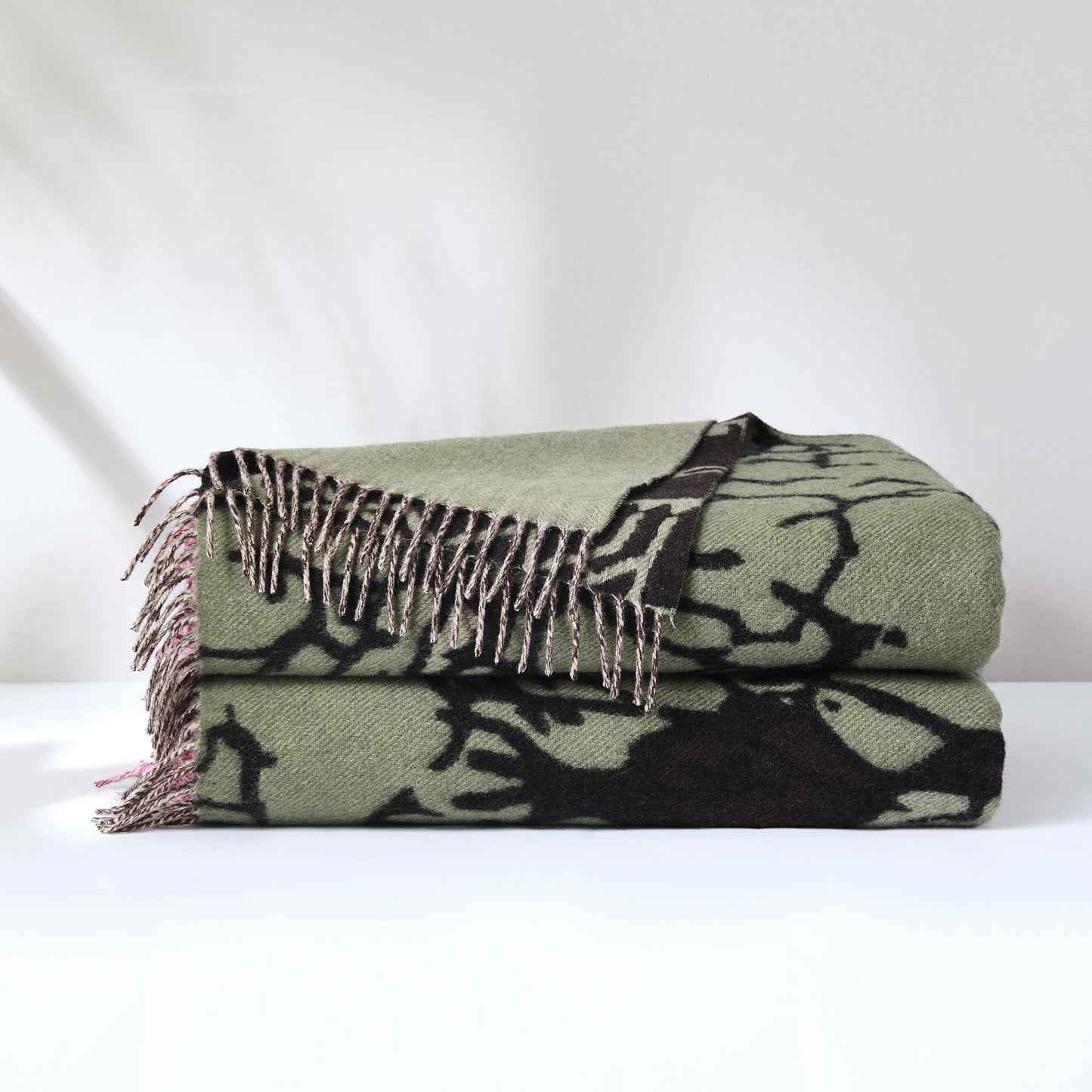 Lush Decor x Chuks Collins Threaded Roots Throw Blanket Single 60" W x 70" L Green - Cozy Wool Blanket - Green Throw - Super Soft Blanket for Bed, Couch, or Chair
