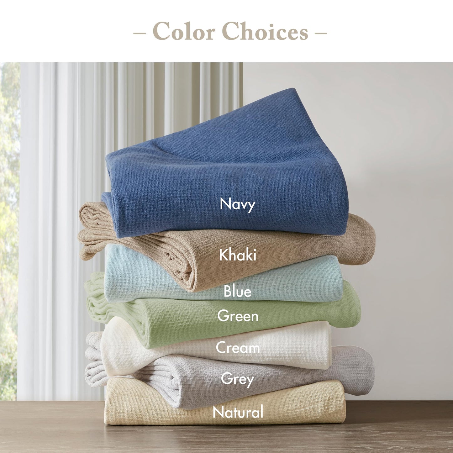 Madison Park Freshspun Basketweave Luxury Cotton Blanket Khaki 108x90" King Size Basketweave Premium Soft Cozy 100% Cotton For Bed, Couch or Sofa