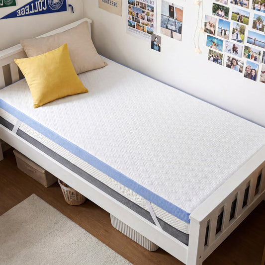 BDEUS 2 Inch Gel Memory Foam Mattress Topper Twin XL Size, Cooling Mattress Topper for Back Pain Relief, Non-Slip Design with Removable & Washable Soft Bamboo Cover.