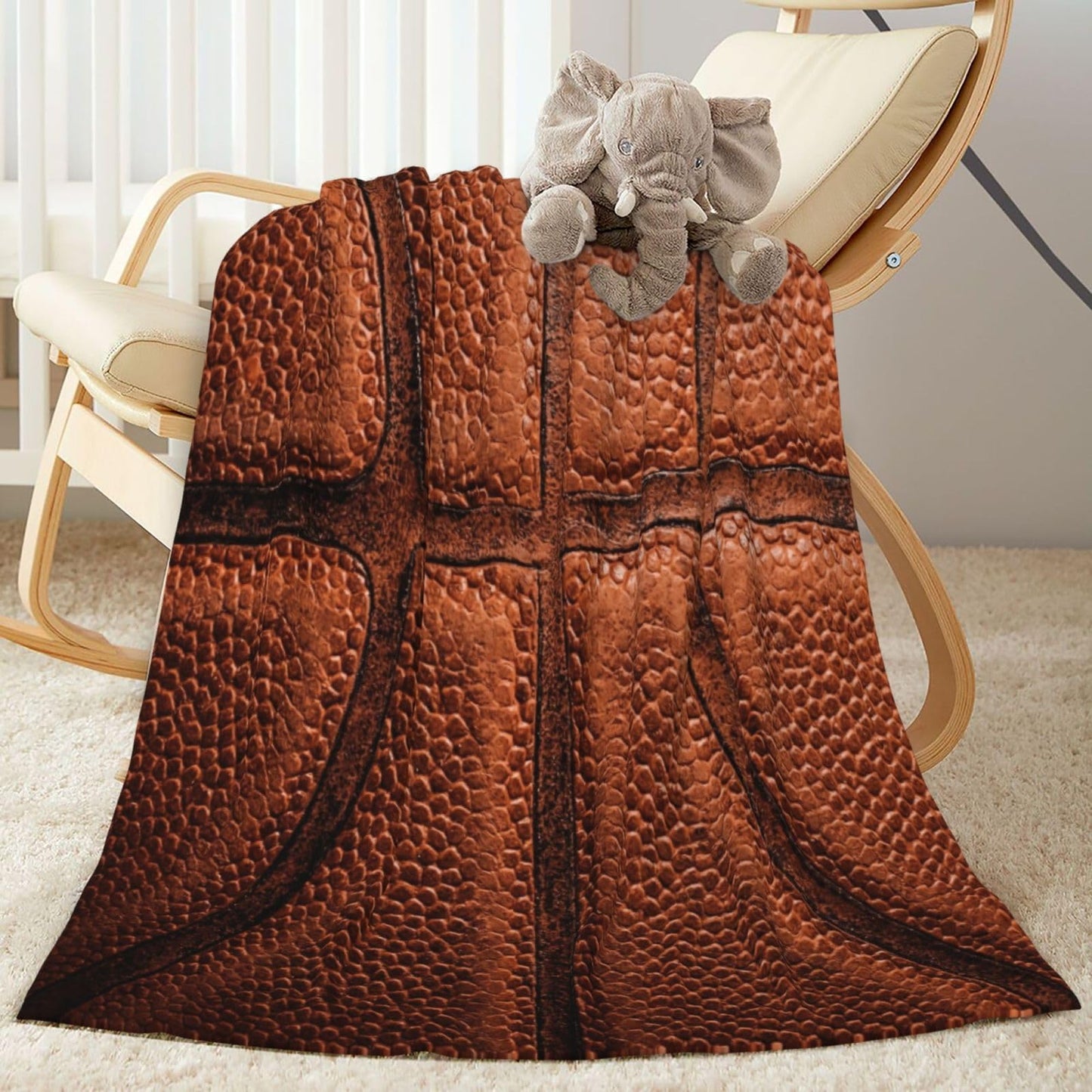 Gbuzozie Basketball Sport Theme Fleece Blanket Lightweight Ultra-Soft Basket Ball Texture Throw Blanket for Sofa Couch Bed Camping Travel - Super Soft Cozy Microfiber Blanket 50"X40"