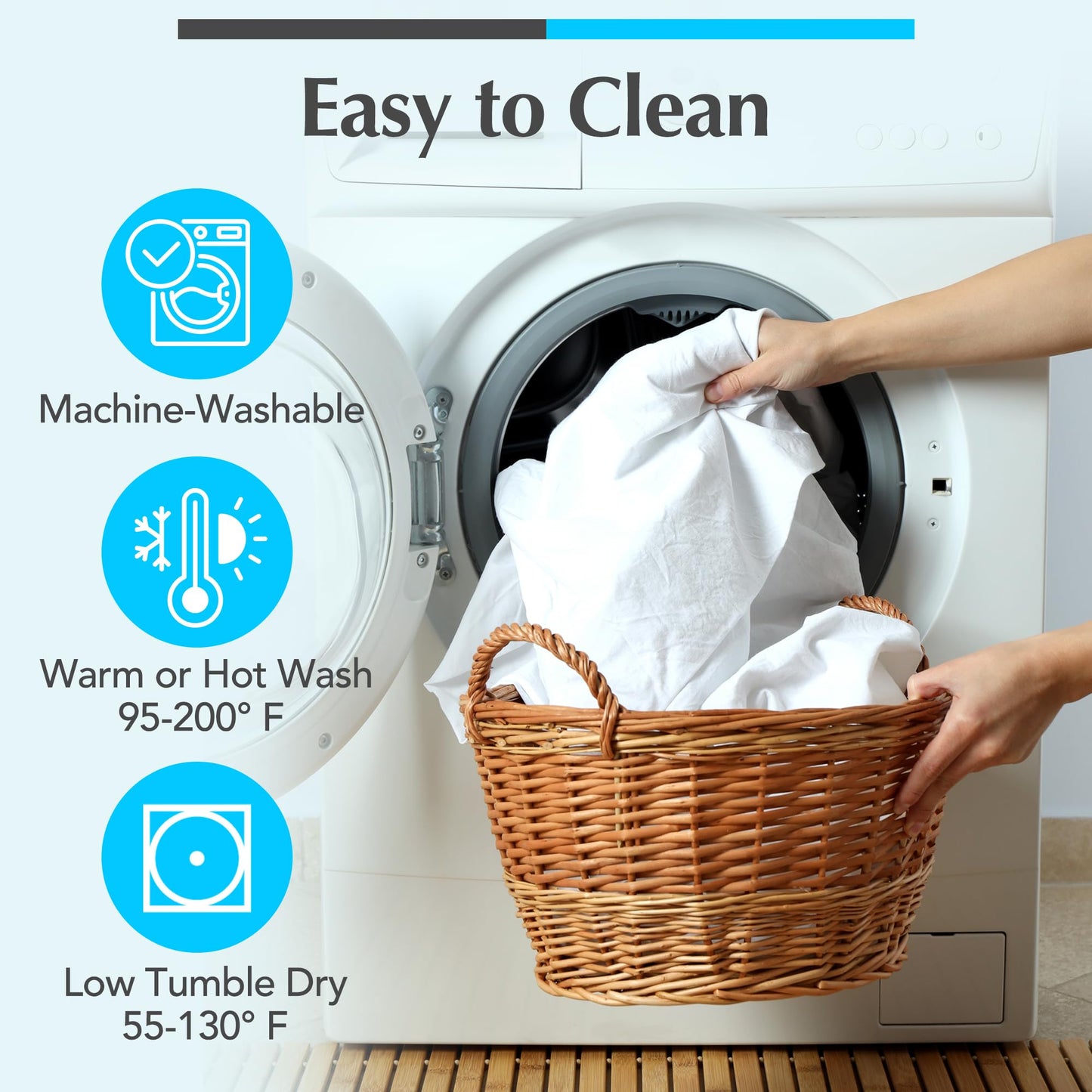 Handy Laundry Waterproof Mattress Protector – Breathable, Machine-Washable Mattress Cover – Perfect for Kids, Adults, and Pets – Extends Mattress Life. (Full Size)