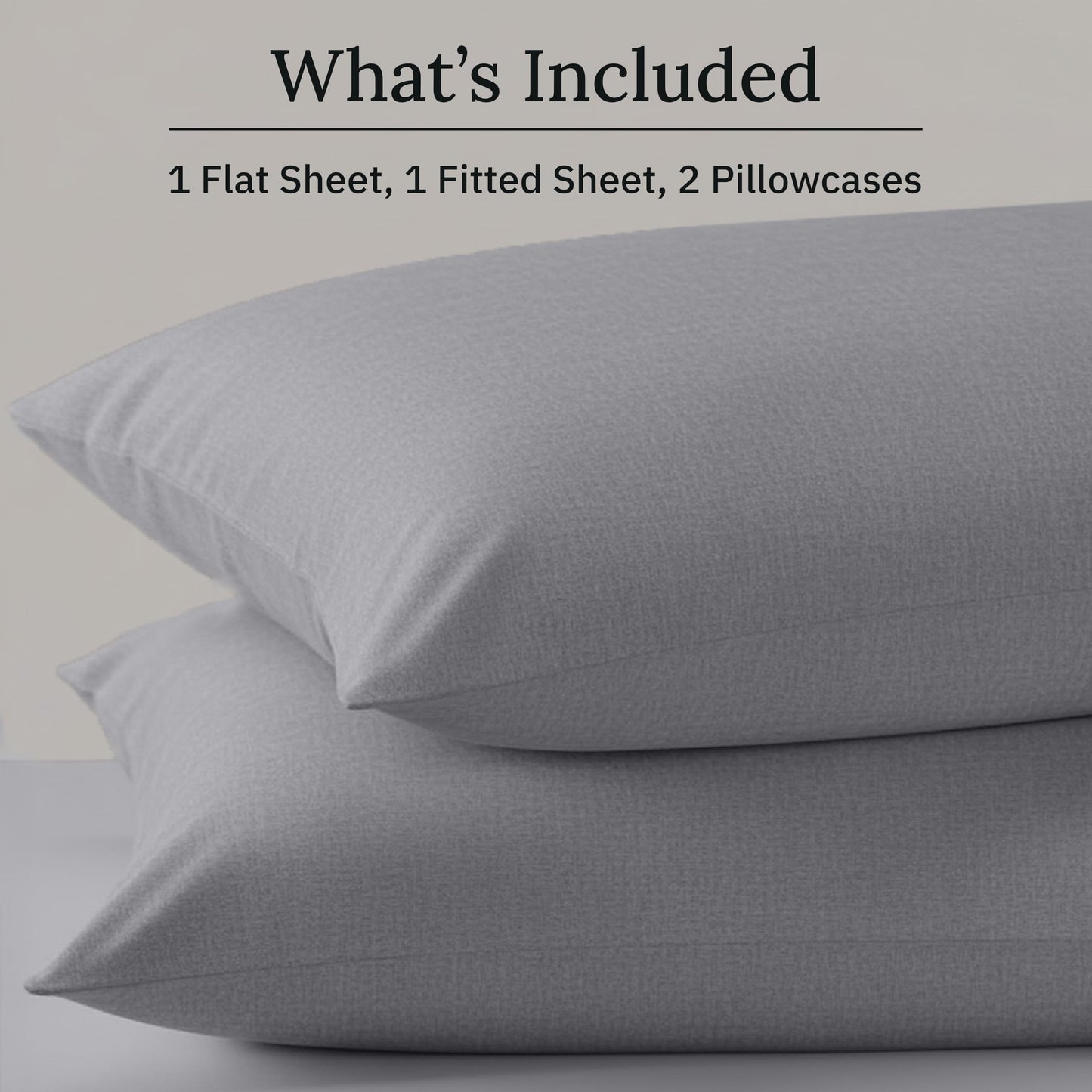 California Design Den Flannel Extra Deep Pocket Flannel Sheets King Size Set - Made in Portugal 100% Cotton, Triple-Brushed, Thick, Velvet Soft 4-Piece King Bed Sheet Set - Silver Grey