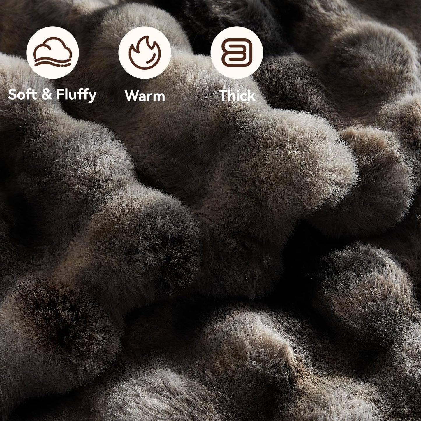 Anysay Faux Fur Throw Blanket, 1000GSM Fluffy Soft Bubble Blanket for Couch Bed, Cozy Plush Warm and Thick Blanket, Fuzzy Rabbit Throw for Living Room Bedroom 50''*60'' Tie-dye Grey