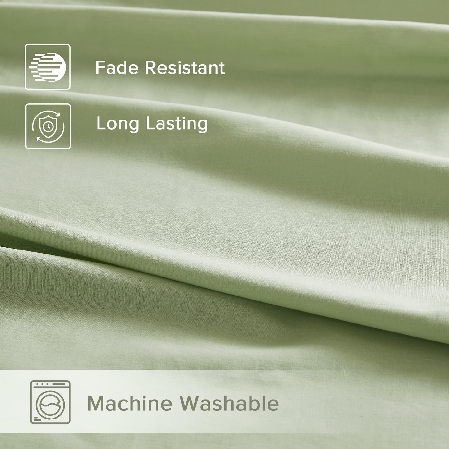 Comfort Spaces 100% Cotton Sheets King, Breathable & Soft Cotton Sheets, Naturally Cool Cotton Bed Sheets with 14" Elastic Pocket Fits up to 16" Mattress, All Seasons Sheet Set, Sage Green 4 Piece