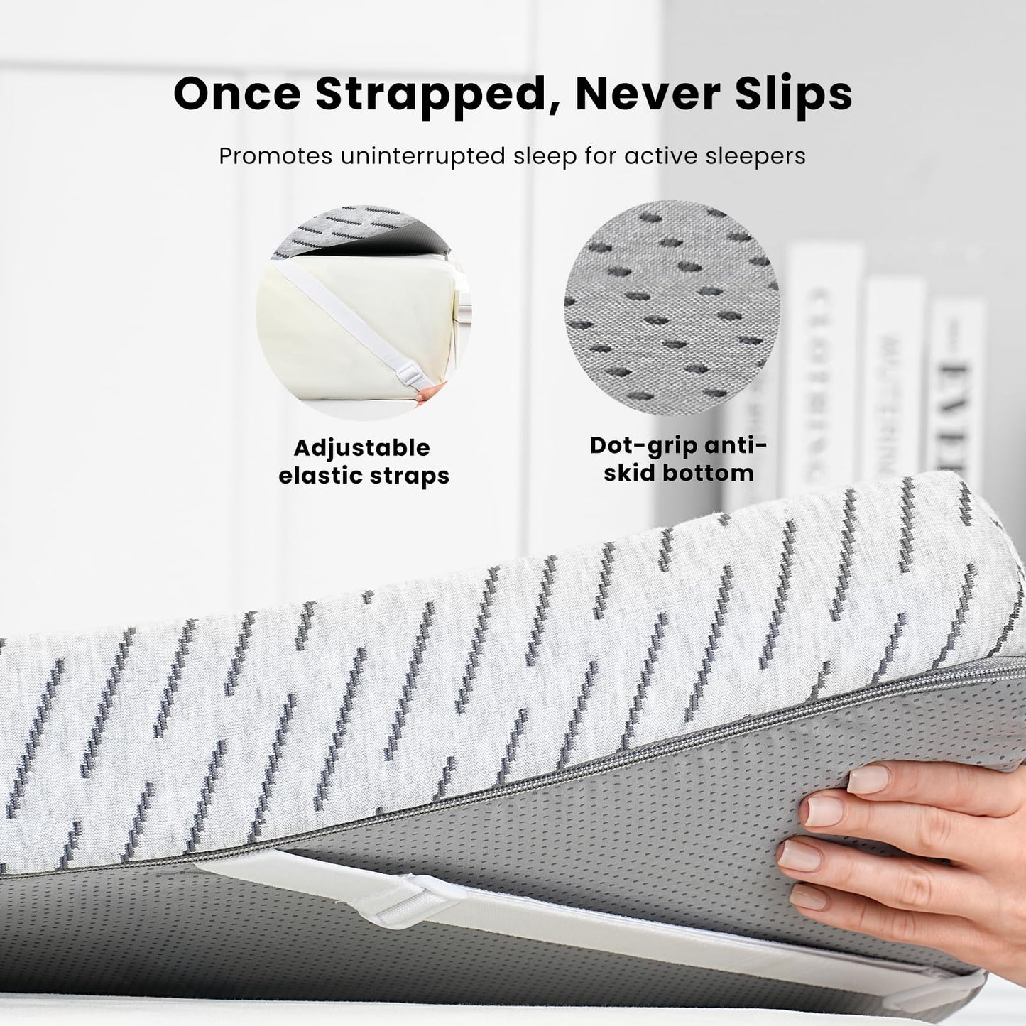 HOMRELEXA Firm Mattress Topper Queen Size 3 Inch, Cooling Gel & Bamboo Charcoal Memory Foam Mattress Topper for Back Pain Relief, Bamboo Dual-Layer Foam Bed Pad with Removable Cover