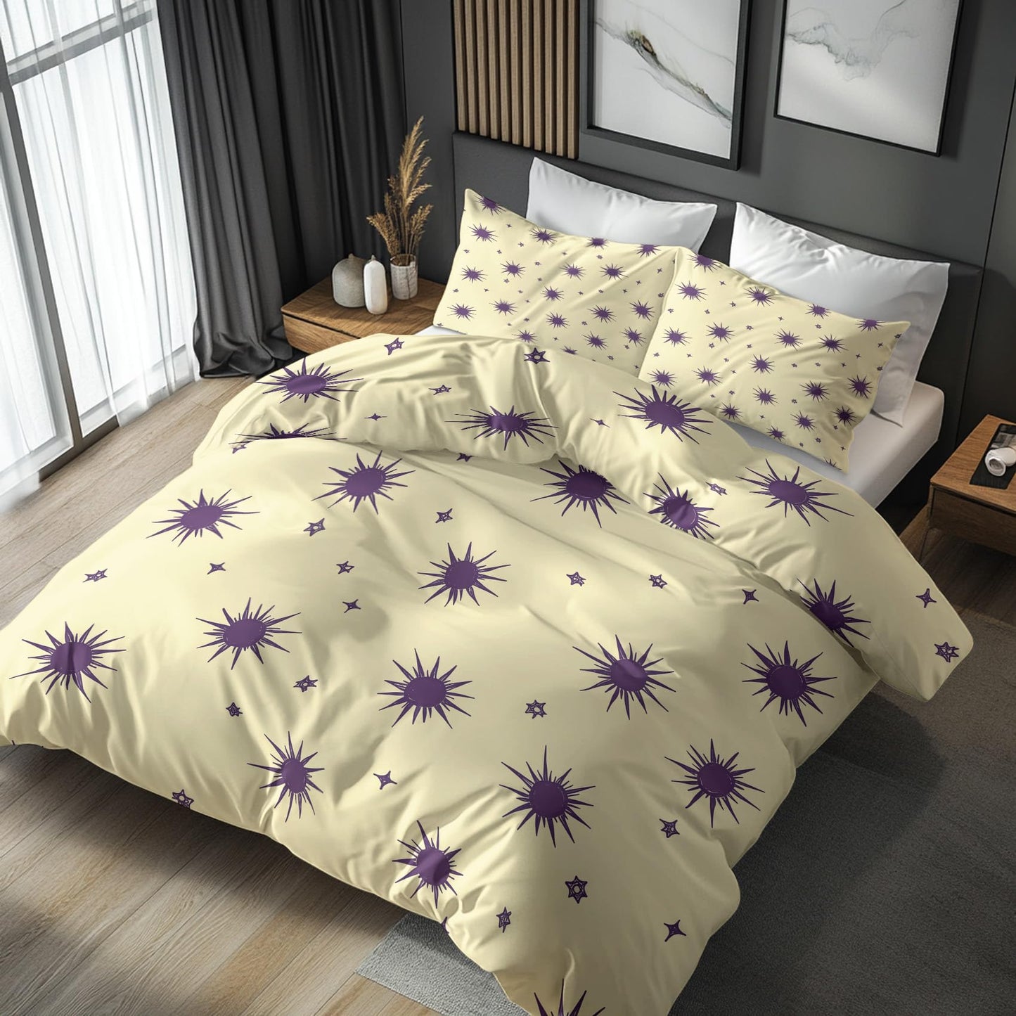 zcwl Atomic Duvet Cover Queen Size | Mid Century Modern Bedding Set | 3 Piece | Soft Microfiber Patterned Comforter Cover with Zipper Ties & 2 Pillowcases | 50S Retro Abstract Bedroom Decor