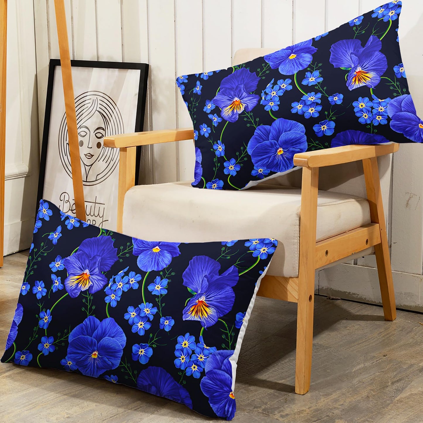 AILONEN Beautiful Flower Fitted Sheet Set Queen Size, Pansy Violet Bedding Set for Kids Teens Girls Women,Floral Plant Bed Sheet Set,1 Fitted Sheet + 2 Pillowcases,3Pcs