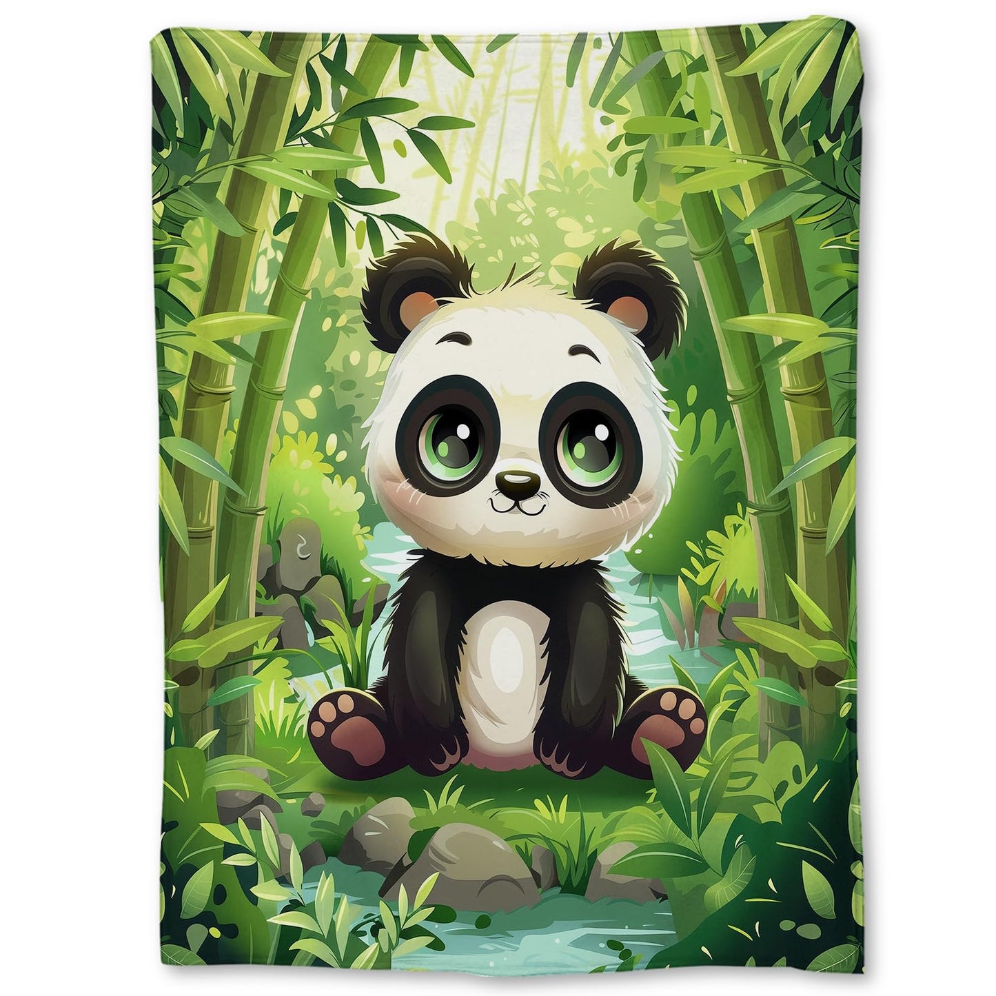 Ti Caldi Charming Panda in Forest Blanket - Soft Lightweight Cozy Flannel Throw Blanket for Adults Kids Women Men, Warm Fuzzy Blankets for Couch, Bed, Travel, Home Decor, Living Room 60×50 in