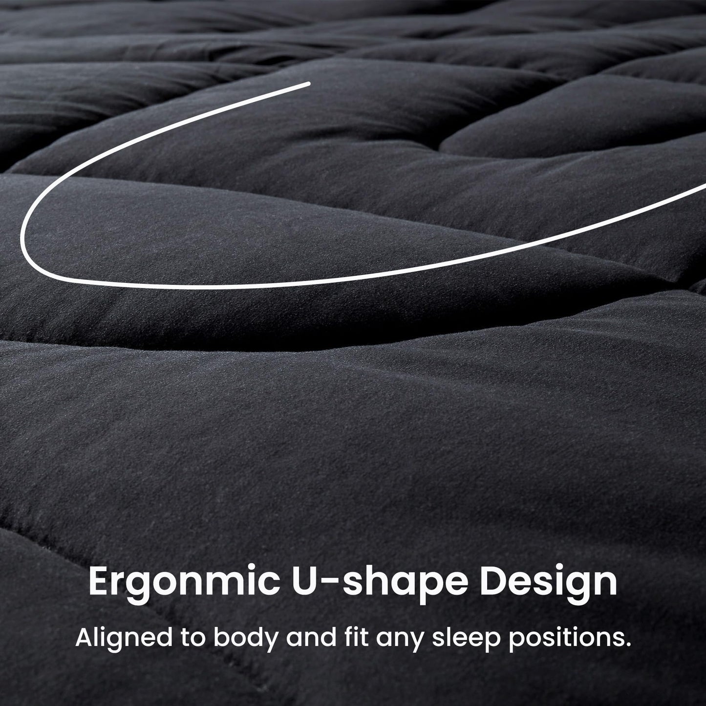 SLEEP ZONE Comforter Duvet Insert, Queen Size Quilted Reversible Comforters, Soft All Season Duvet, Down Alternative Breathable Bedding with 8 tabs, 2 Sides Black Gray 88 x 88 Inches