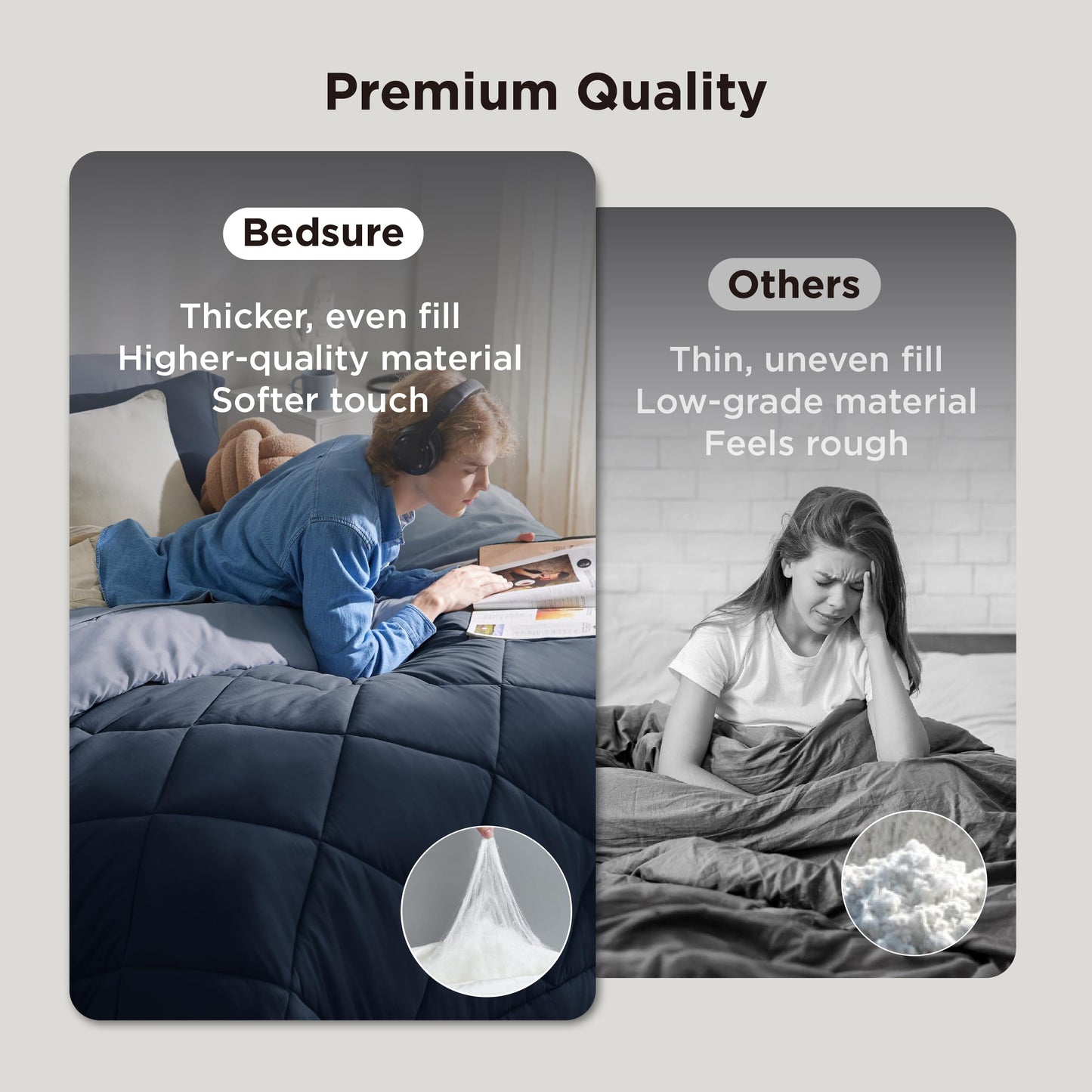 Bedsure Blue Queen Comforter Set - 7 Pieces Reversible Navy Blue Bed in a Bag, Blue Comforter Set Queen Size for All Seasons with 1 Flat Sheet, 1 Fitted Sheet, 2 Pillowcases and 2 Pillow Shams