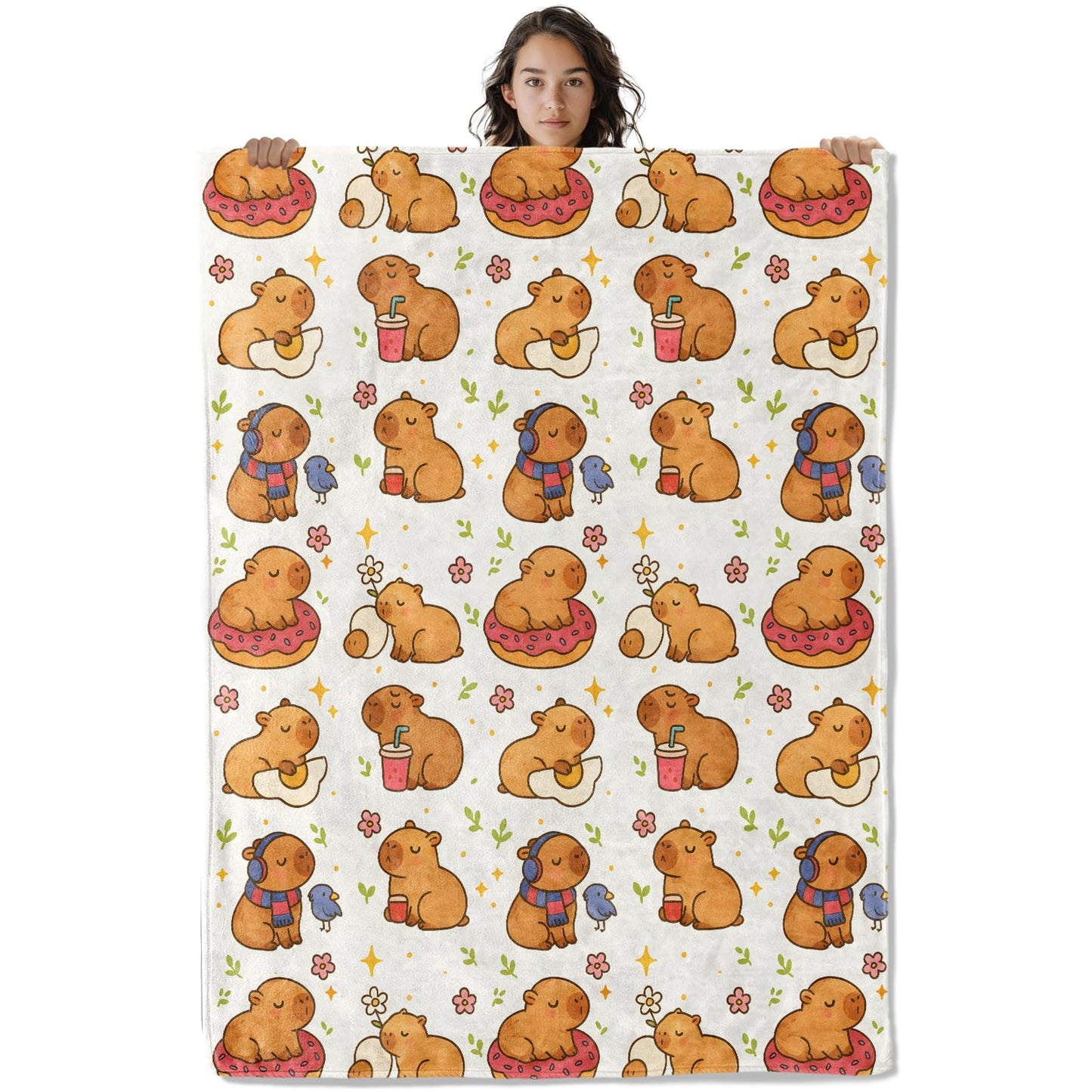 Cute Capybara Blanket, 60 x 50 Inch Flannel Adorable Animal Throw Blanket, Capybaras Gifts for Women Girls Boys Adults Kids, Lightweight Cozy Warm Blankets for Sofa Travel Home Decor