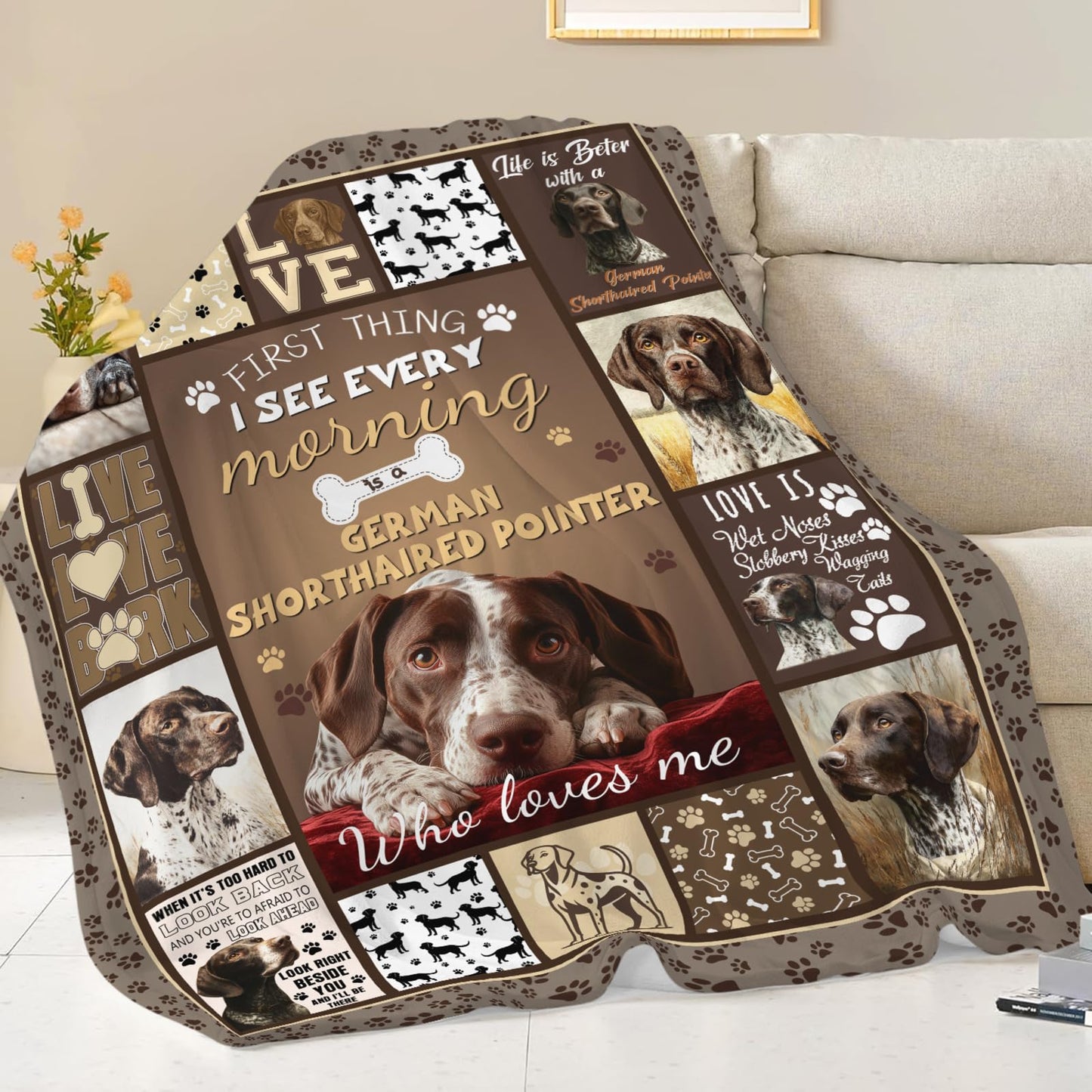German Shorthaired Pointer Blanket Cozy Plush Dog Lovers Gifts Throw Blankets Animal Fuzzy Flannel Fleece for Girls Boys Women Men 50"X40"