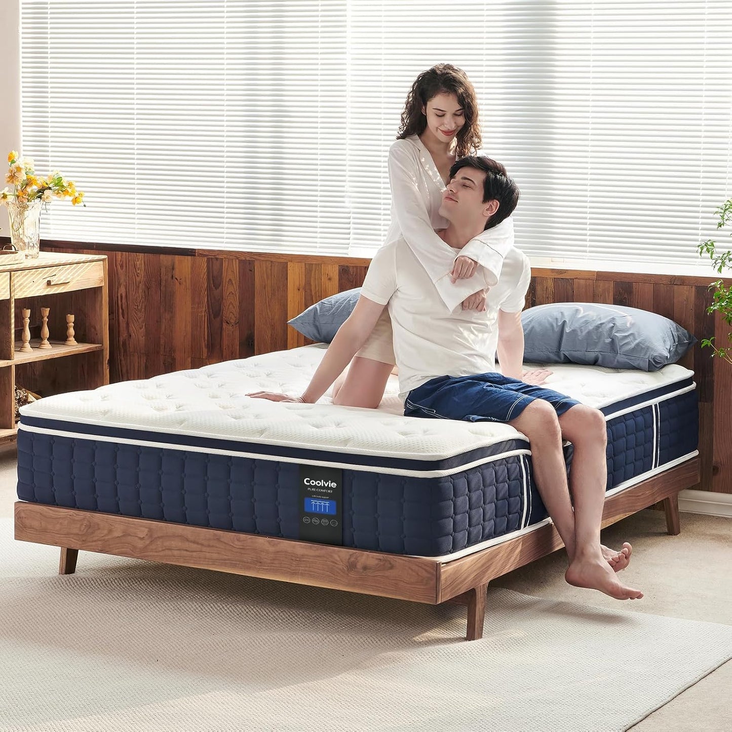 Coolvie Mattress Queen Size, 12 Inch Hybrid Foam, Medium Firm