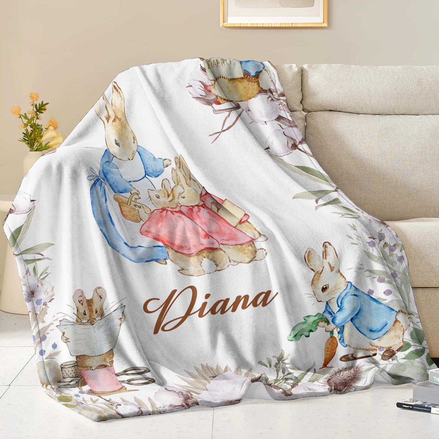 Lcyawer Personalized Blanket with Name, Customized Easter Birthday Gifts for Baby, Flannel Throw Blankets for Boys Girls, Personalized Baby Gifts for Infant Newborn Shower, Printed in USA