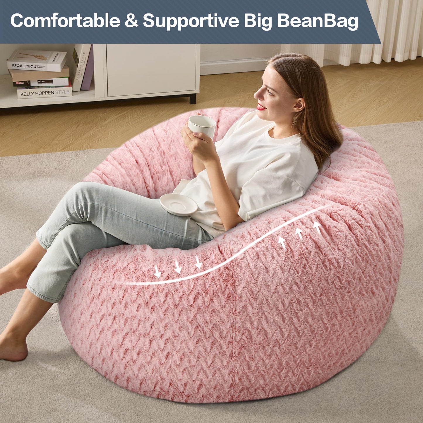 Hobestluk Bean Bag Chair for Adult Large Removable Beanbag Living Room 3FT