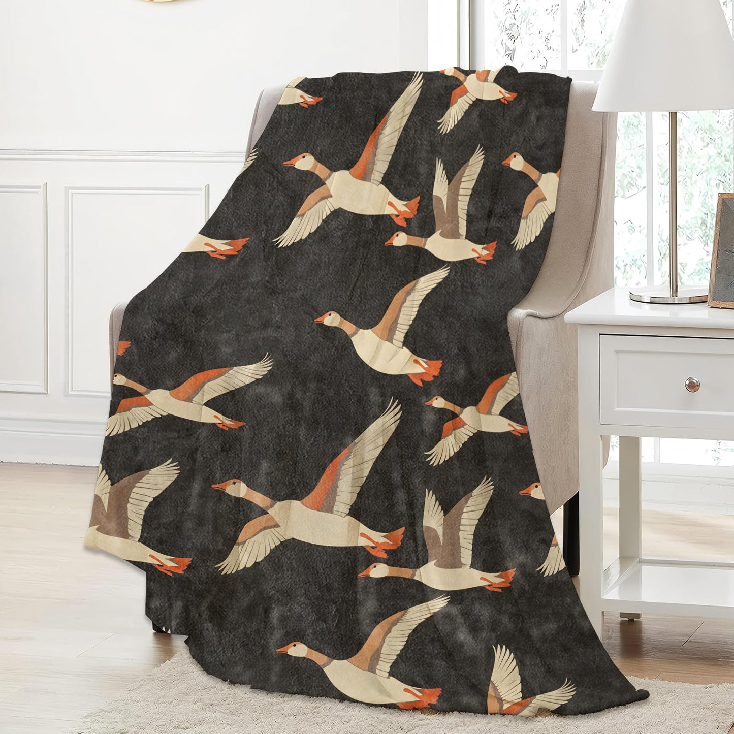 Aonimonis Goose Pattern Throw Blanket Gifts for Women, Soft Fuzzy Warm Cozy Flannel Blankets for Bedroom, Travel, Couch, Home Decor 50x60 in