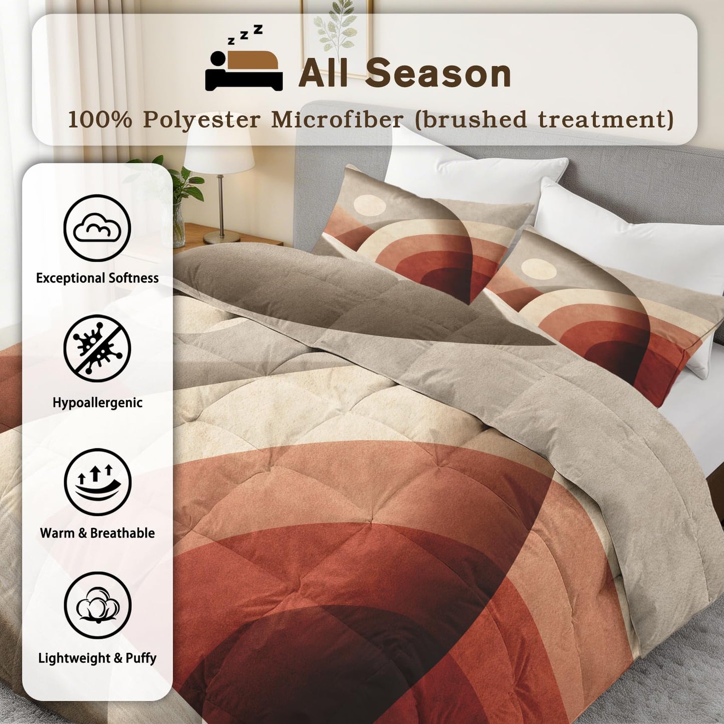 Boho Abstract Full Size Comforter Sets 3 Piece